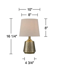 360 Lighting Argus 16 1/4" High Small Modern Accent Table Lamp Gold Textured Brass Finish Metal Single Living Room Bedroom