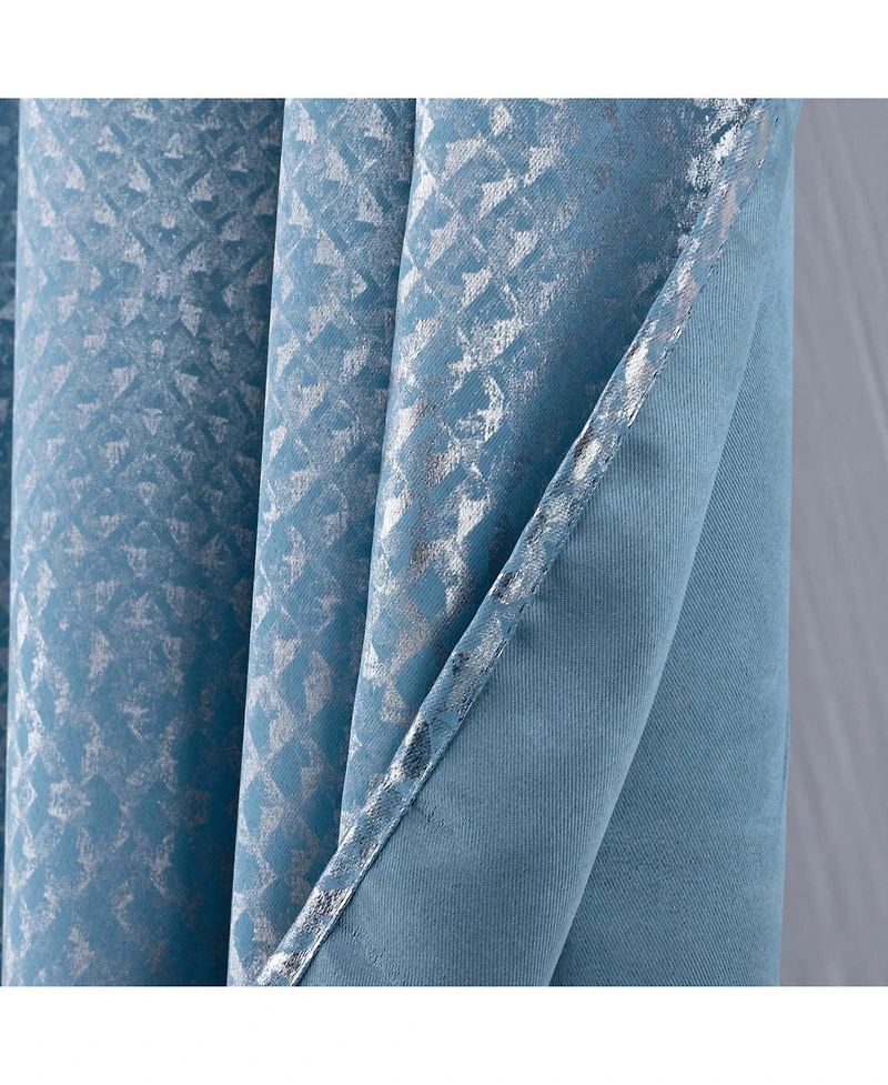 Rt Designers Collection Hailey Halo Foil Blackout Polyester Grommet 2 Pack Window Curtain Panel Set 36" x 84"