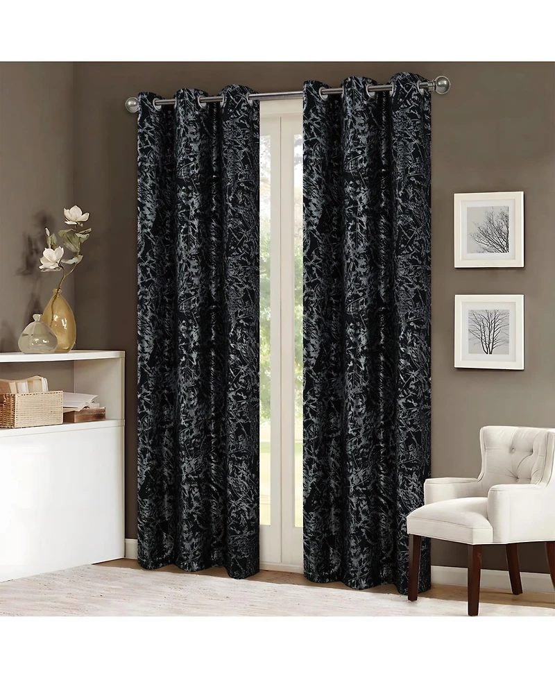 Rt Designers Collection Brighton Foil Jacquard Polyester Grommet 2 Pack Window Curtain Panel Set 36" x 84"