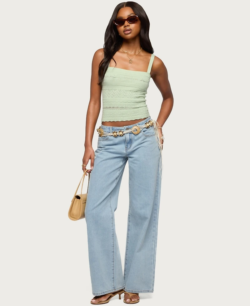 Edikted Women's Naia Pointelle Knit Tank Top