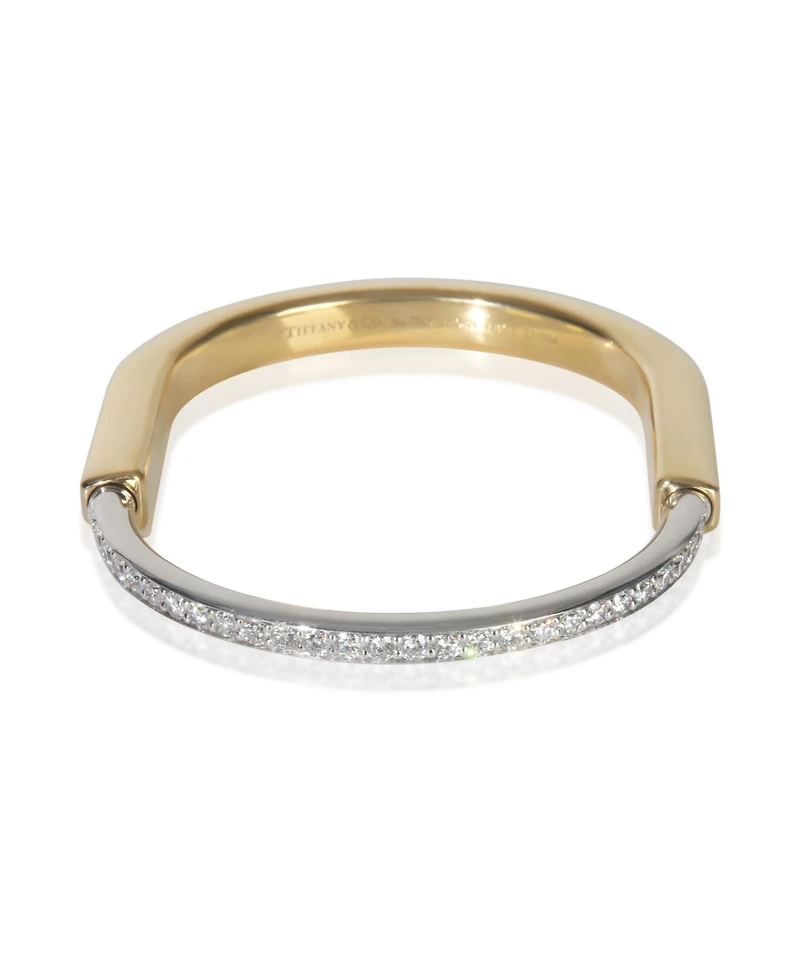 Pre-Owned Tiffany & Co White Gold and Yellow Gold Diamond Lock Bracelet, Size Small