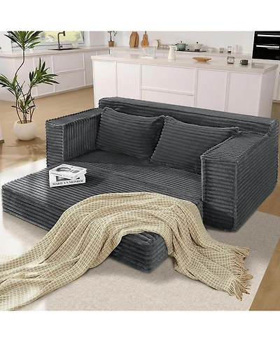 gaomon 75" Convertible Sofa Bed, Boneless Futon Couch with 2 Pillows, Pull-Out Loveseat Sleeper