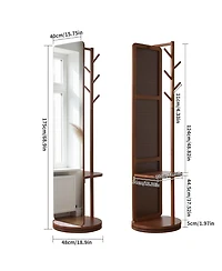 Busdays 70"x19"Full Length Mirror with Stand,Coat Rack with Mirror,Solid Wood Floor Mirror,Swivel Mirrorfor Bedroom, Living Room, Cloakroom