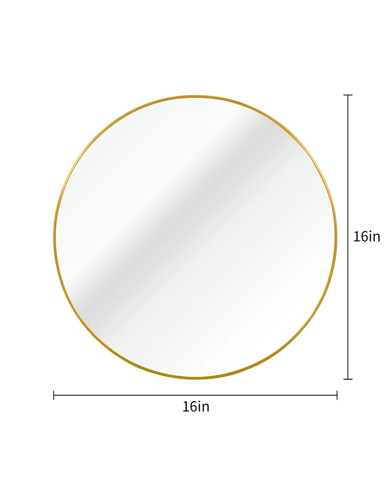 Busdays Gold 16 Inch Metal Round Bathroom Mirror