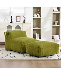 Rainsken Corduroy Bean Bag Chair with Ottoman