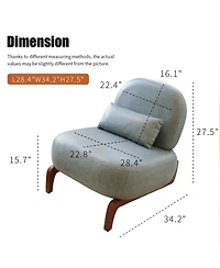 Rainsken Pu Leather Accent Chair, Comfy Reading Chair, Cute Living Room Chair with Solid Wood Legs and Soft Cushion for Bedroom and Balcony