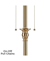 360 Lighting Dyna Traditional Tall 2-Light Standing Floor Lamp Pole Pull Chain Antique Brass Finish Drum Soft Teal Shade