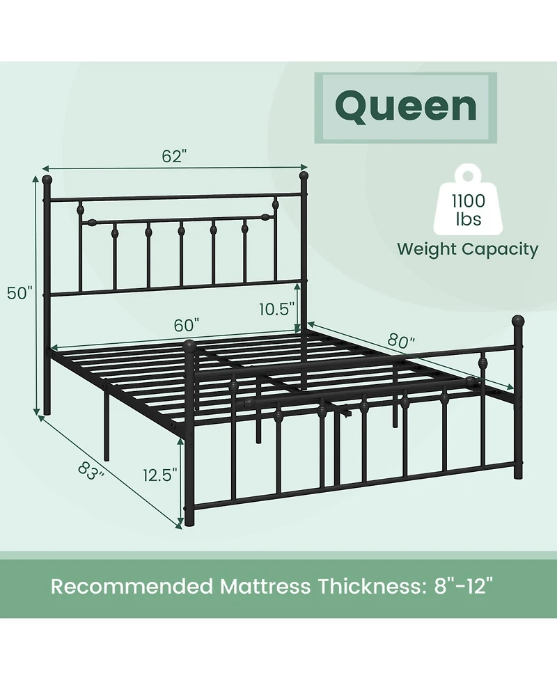 Gouun Heavy-duty Metal Bed Frame with Headboard