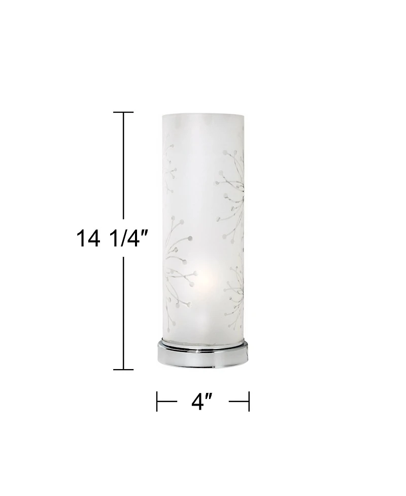 360 Lighting Modern Accent Table Lamp 14 1/4" High Metal Glass Cylinder Shade for Bedroom House Bedside Nightstand