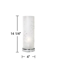 360 Lighting Modern Accent Table Lamp 14 1/4" High Metal Glass Cylinder Shade for Bedroom House Bedside Nightstand