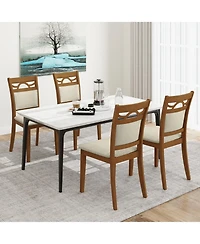Gymax Dining Chairs Set of 4 w/Rubber Wood Frame Padded Seat and Backrest for Kitchen
