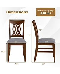 Gymax Dining Chairs Set of 4 w/Padded Seat Hollowed Backrest and Rubber Wood Frame