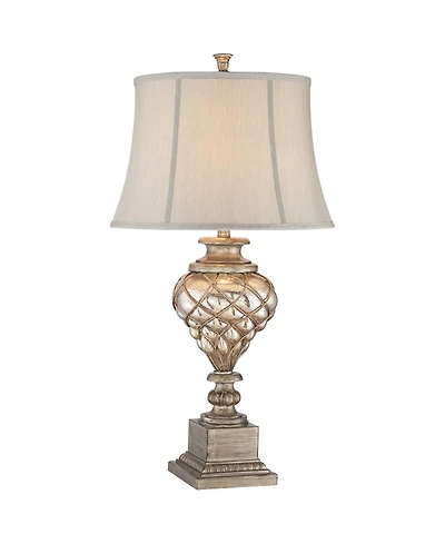 Barnes & Ivy Traditional Mercury Glass Table Lamp with Usb Port and Led Nightlight, 33.75" Tall