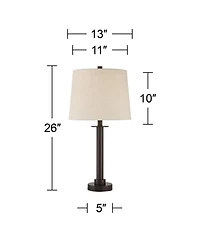 360 Lighting Rockford High Farmhouse Rustic 3-Way Table Lamps Set of 2 Usb Port Metal Living Room Charging