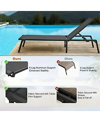 Gouun Set of 2 Aluminum Folding Chaise Lounge Chairs with 5-Position Reclining Back