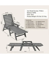 Gouun 6-Position Adjustable Hdpe Outdoor Chaise Lounge Chair with Cup Holder, 400 lbs Capacity