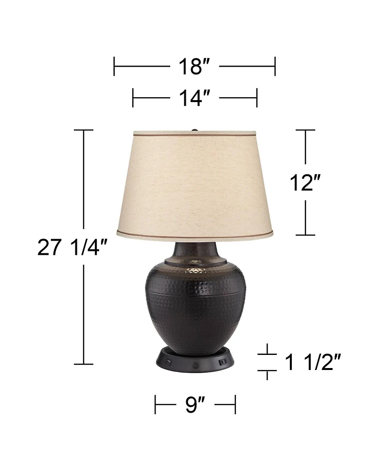 Barnes and Ivy Brighton 27.25" Tall Rustic Farmhouse Table Lamp with and Usb Base