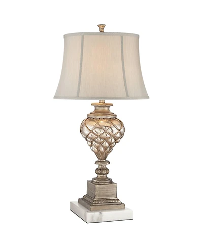 Barnes and Ivy Luke 30.5" Tall Traditional Table Lamp with Silver Glass and Led Nightlight