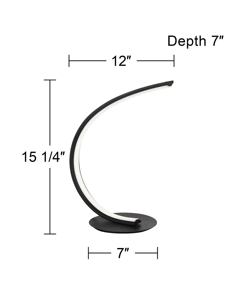 Possini Euro Avante Curved Arc 15 1/4" High Small Modern Accent Table Lamp Led Metal Single Shade Living Room Bedroom