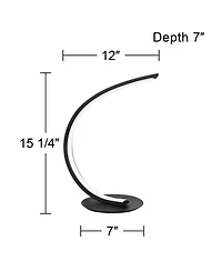 Possini Euro Avante Curved Arc 15 1/4" High Small Modern Accent Table Lamp Led Metal Single Shade Living Room Bedroom