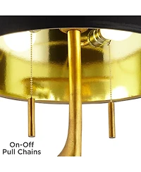 Possini Euro Design Athena 35 1/2" Tall Sculptural Large Modern End Table Lamps Set of 2 Pull Chain Gold Leaf Living Room Bedroom Shade