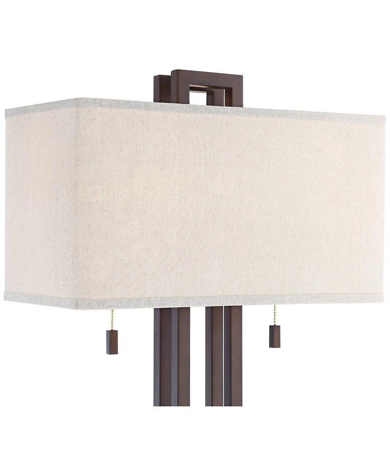 Possini Euro Design Gossard 30" Tall Large Industrial End Table Lamps Set of 2 Pull Chain Bronze Finish Metal Living Room