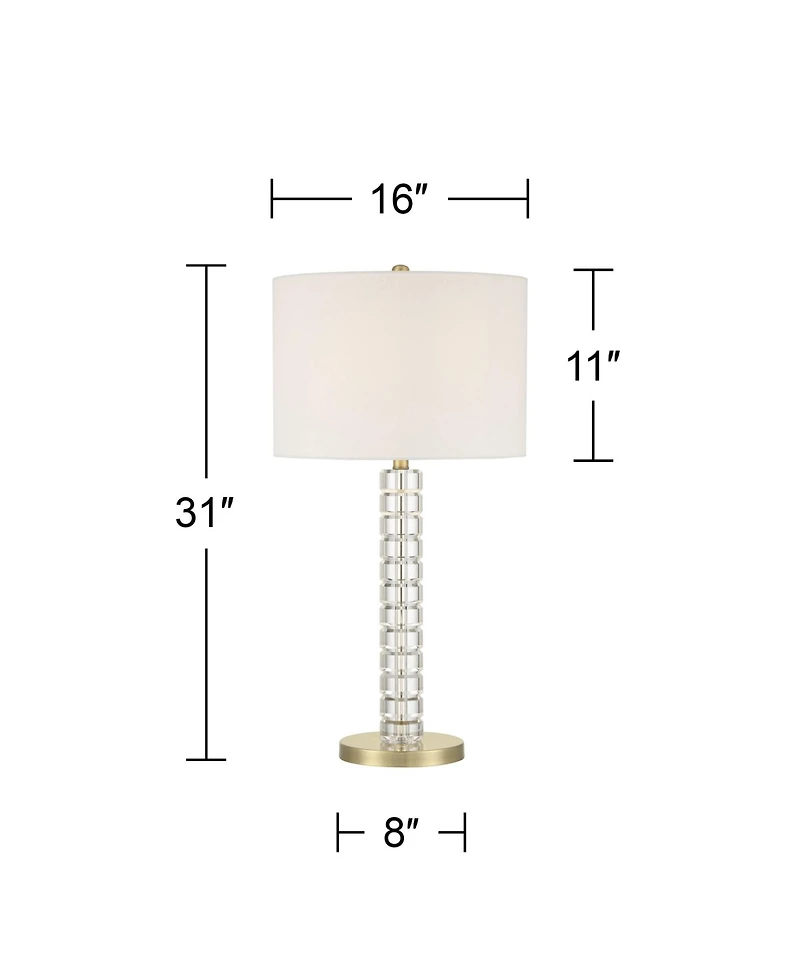 Possini Euro Design Cecil 31" Tall Large Modern End 3-Way Table Lamp Clear Brass Finish Acrylic Single Shade Living Room Bedroom