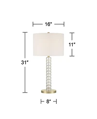 Possini Euro Design Cecil 31" Tall Large Modern End 3-Way Table Lamp Clear Brass Finish Acrylic Single Shade Living Room Bedroom