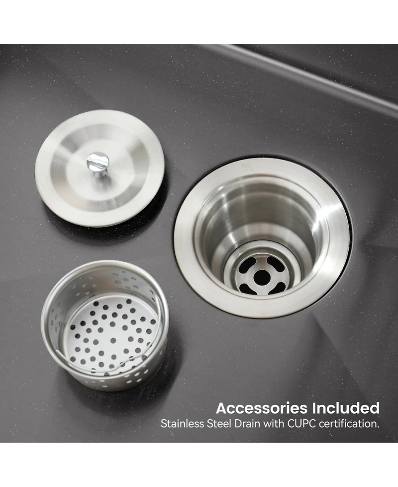 Busdays Stainless Steel Kitchen Sink, 30″x19″ Single Bowl, Undermount HandmadeSink , with Us Standard Drain and Hook, Ss-bl-05
