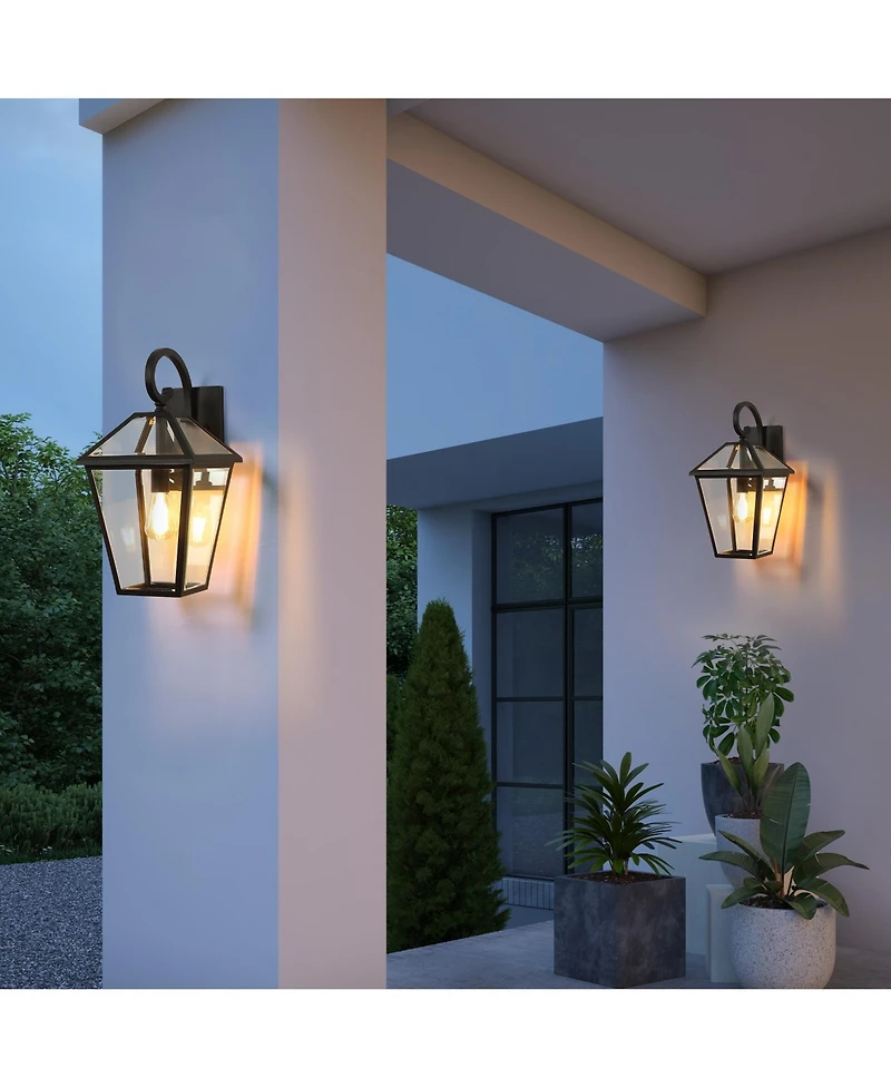 Flynama 10" 2pcs Outdoor Wall Lanterns, Weatherproof Wall Sconce with Clear Glass Panels