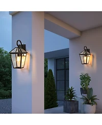 Flynama 10" 2pcs Outdoor Wall Lanterns, Weatherproof Wall Sconce with Clear Glass Panels