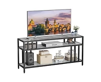 gaomon 65" Tv Stand for Tv up to 75 Inches, Entertainment Center with Open Storage Shelves, Tv Media Console Table with Quadruple-Tube Support for Liv