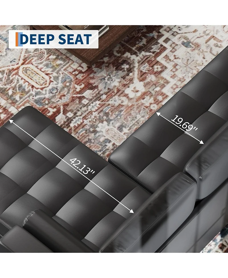 gaomon 88.9" L-Shaped Leather Sofa with Chaise