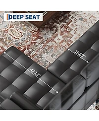 gaomon 88.9" L-Shaped Leather Sofa with Chaise