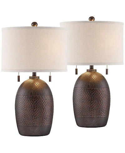 Franklin Iron Works Byron 27 1/2" Tall Farmhouse Country Cottage Table Lamps Set of 2 Pull Chain