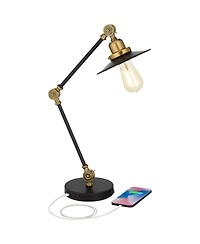 360 Lighting Taurus 20" High Small Farmhouse Desk Lamps Set of 2 Usb Ports Adjustable Home Office Charging