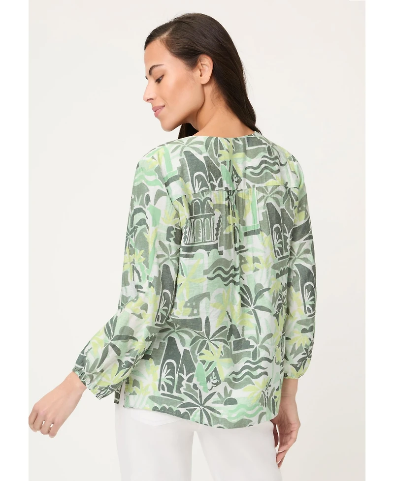 Olsen Women's Safari Print Tunic Blouse