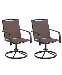 Sugift Outdoor Swivel Chairs Set of 2 with High Back and Breathable Seat-Coffee