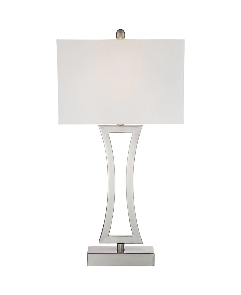 360 Lighting Roxie Modern Table Lamps Set of 2 with Marble Risers 31" Tall Brushed Nickel Fabric Shade for Bedroom Living Room Bedside