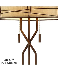 Franklin Iron Works Marlowe 28.75" Tall Industrial Table Lamp with Usb Charging Port and Double Shade