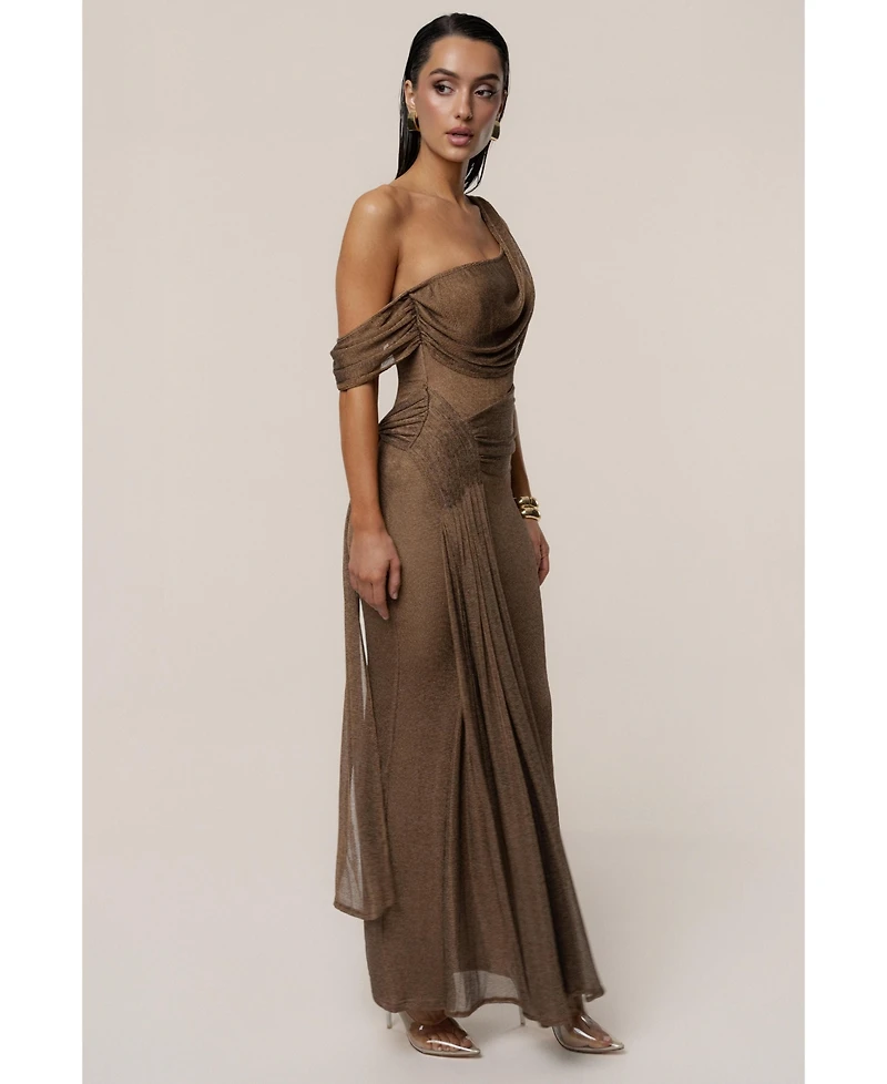 Jluxlabel Women's Draped Metallic Maxi Dress