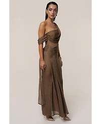 Jluxlabel Women's Draped Metallic Maxi Dress