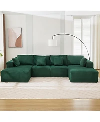 gaomon 137" Cloud Boneless Sectional Sofa, U-Shaped Modular Couch with Chaise, Corduroy