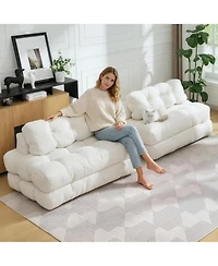 gaomon 79" Folding Sofa Bed, 3-in-1 Convertible Sleeper Chair with Pillow, Floor Couch