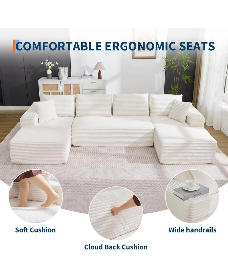 gaomon 130" U-Shaped Modular Sectional Sofa