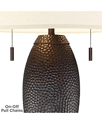 Franklin Iron Works Noah 31" Tall Vase Farmhouse Rustic End Table Lamps Set of 2