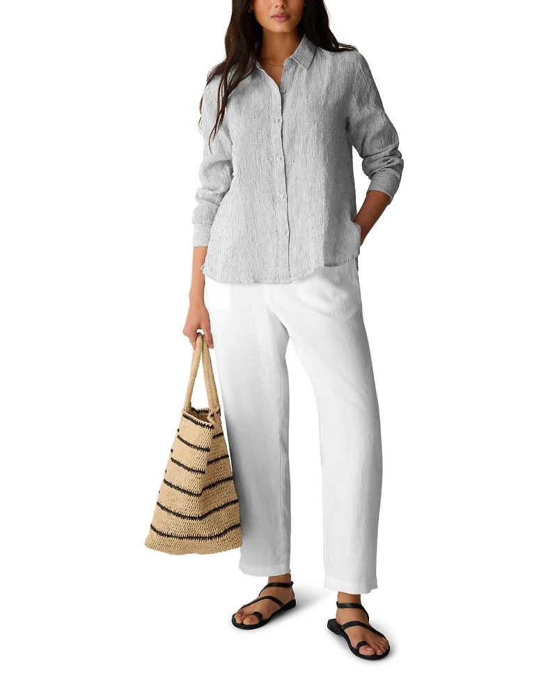 Eileen Fisher Women's Long-Sleeve Striped Collared Shirt
