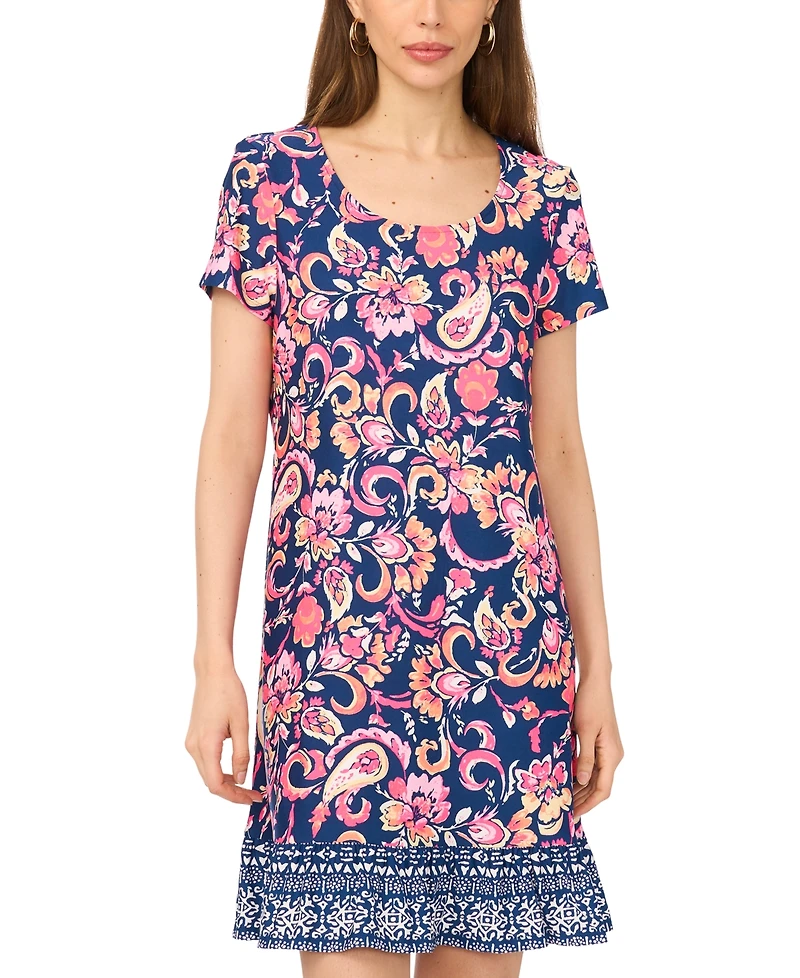 Msk Women's T-Shirt Dress with Ruffle at Hem