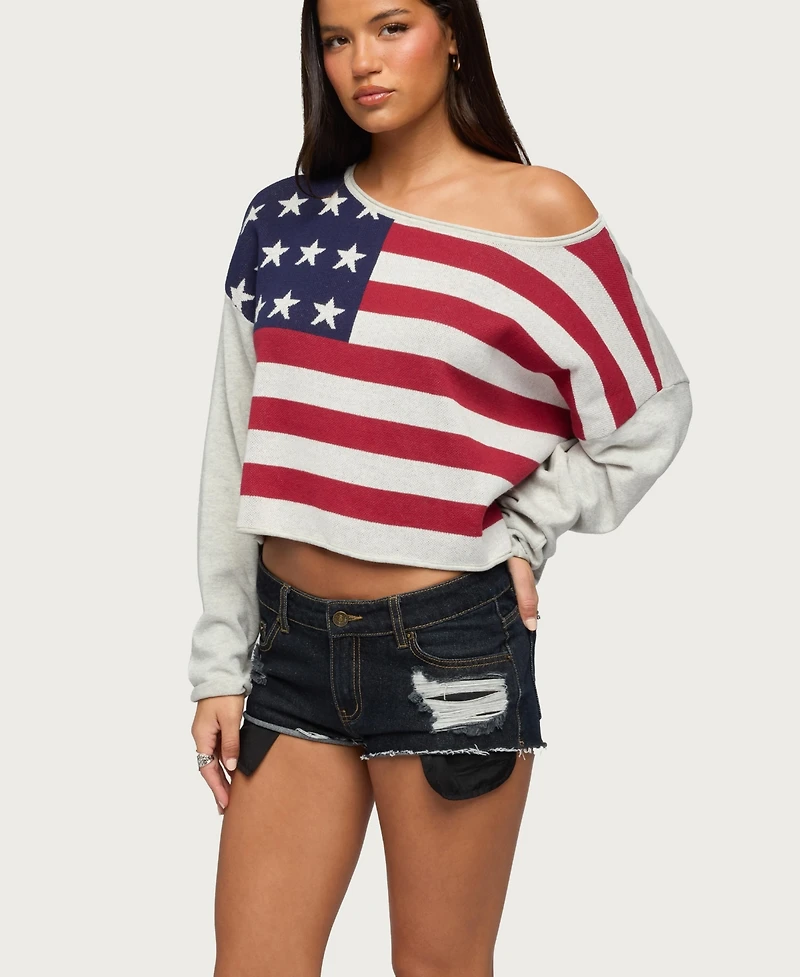 Edikted Women's Usa Off Shoulder Sweater