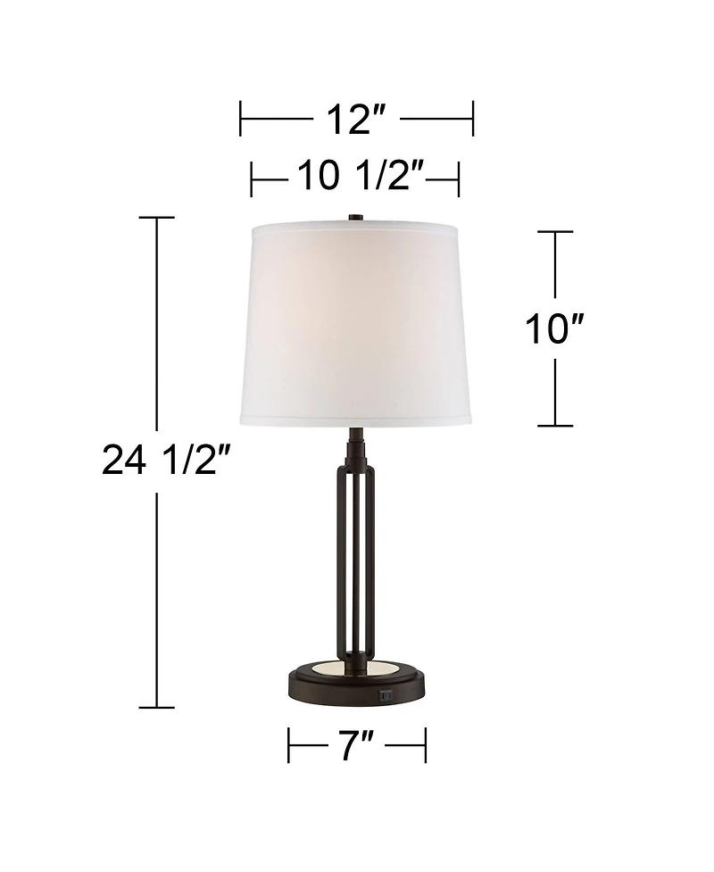 Franklin Iron Works Javier 24 1/2" High Mid Century Modern Table Lamps Set of 2 with Usb Port